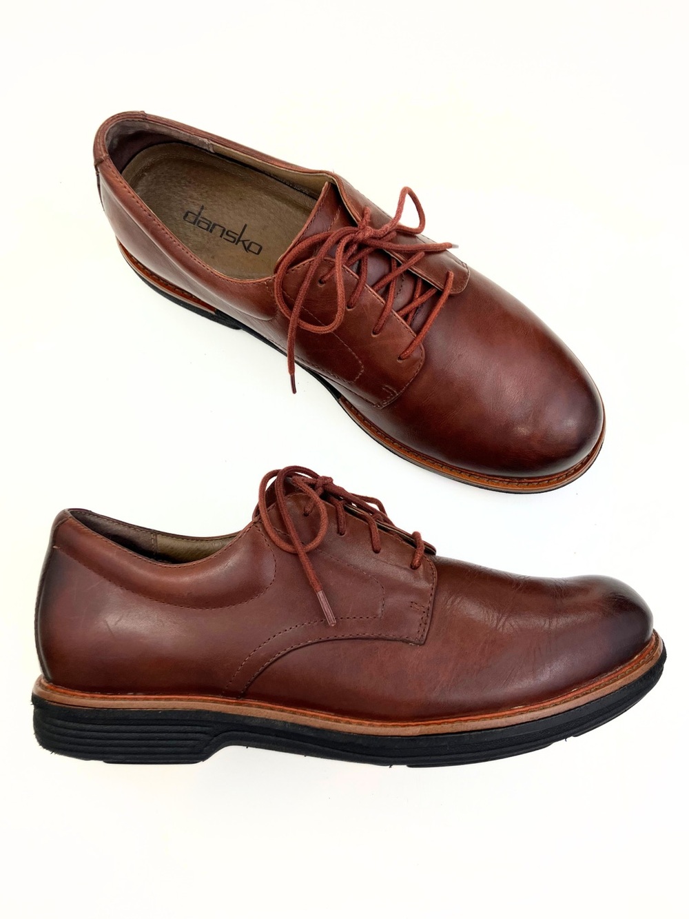 Dansko Men's Josh Antiqued Calf Mahogany Oxford Shoes Sz 9.5/43